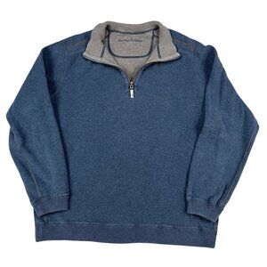 Tommy Bahama Mens 1/4 Zip RIbbed End Blue Sweater Sz XL update